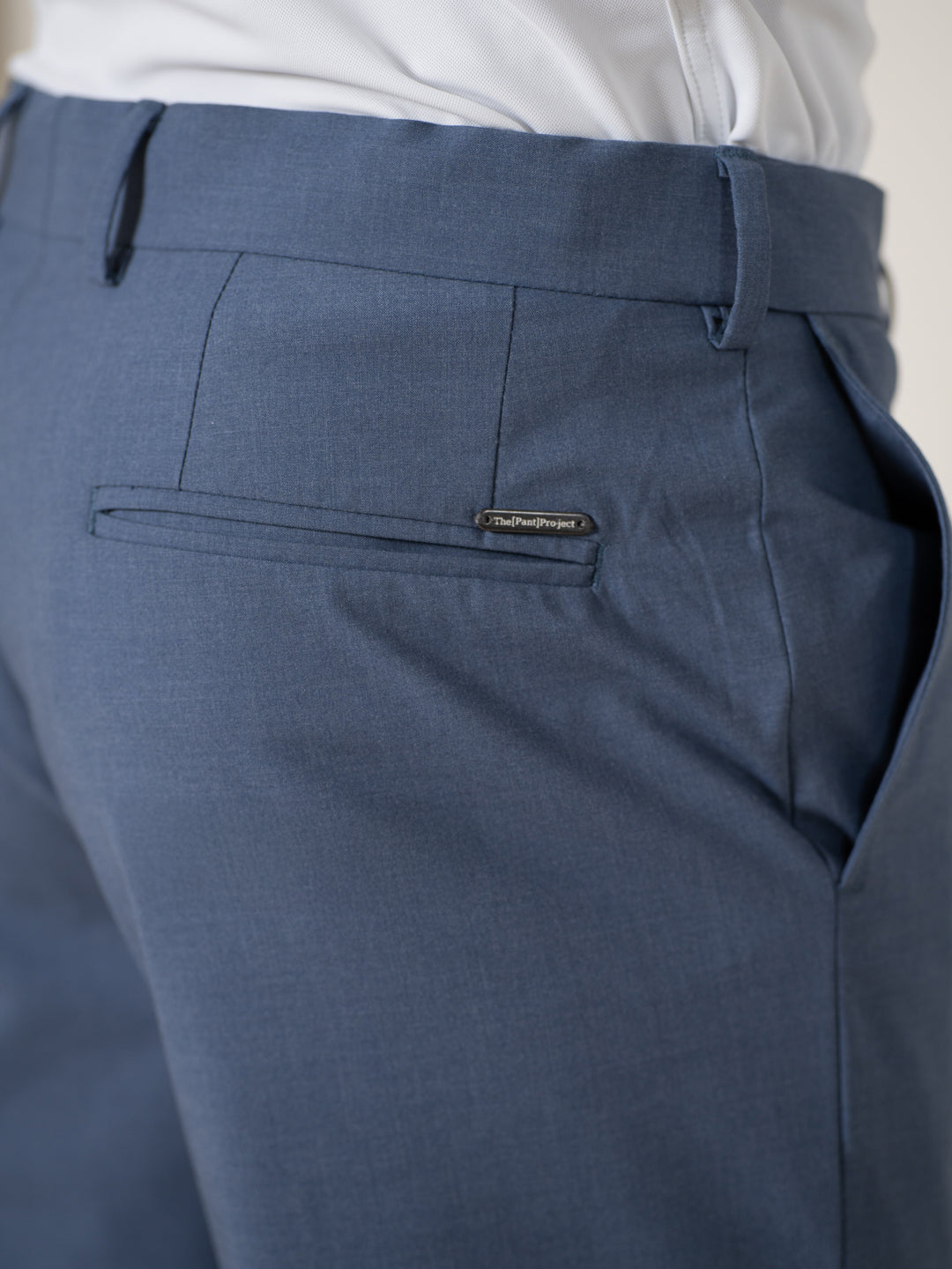 Crest Blue Melange Stretch Formal Pants