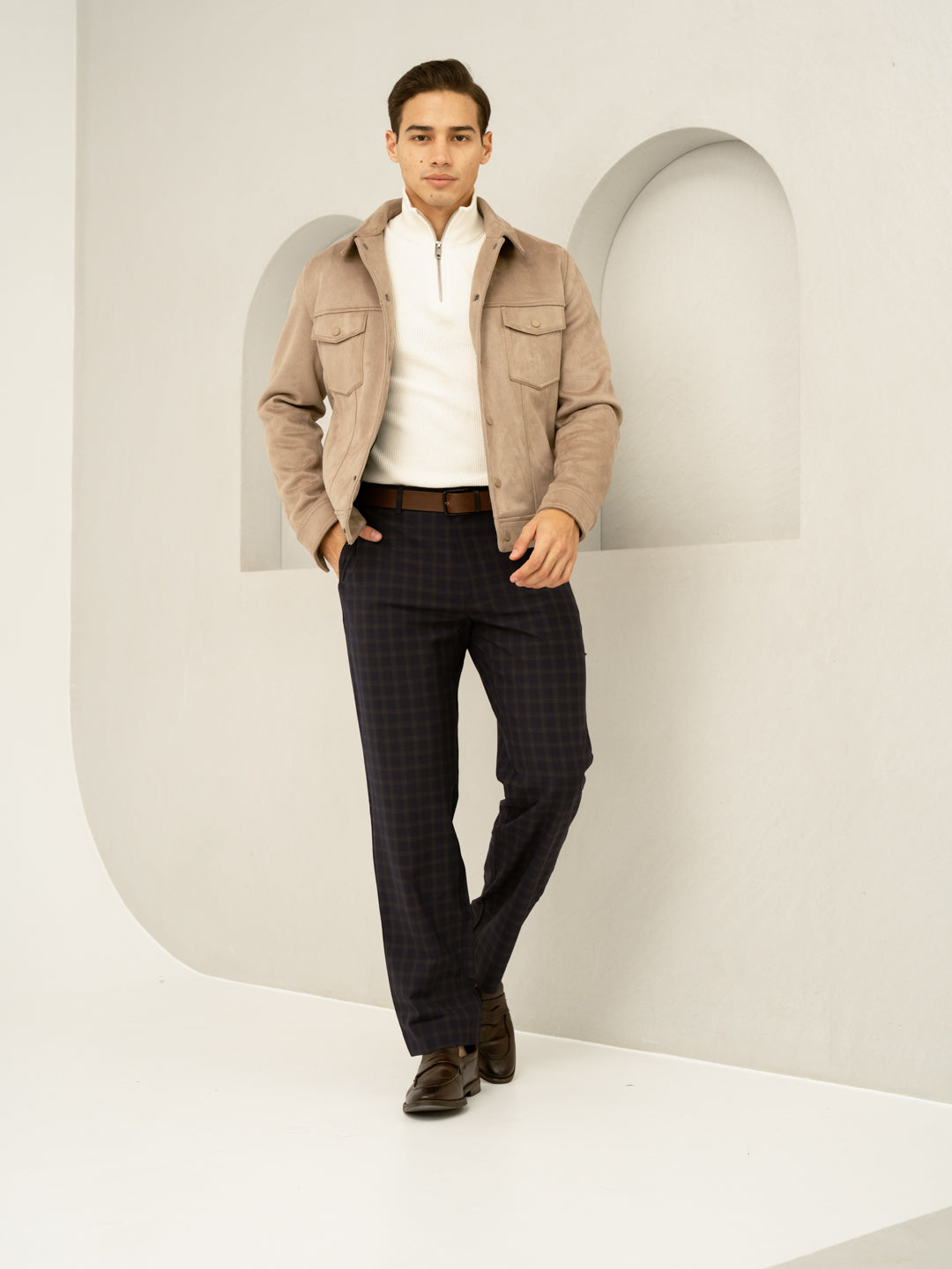 Nightlife Navy Checks Merino Wool Pants