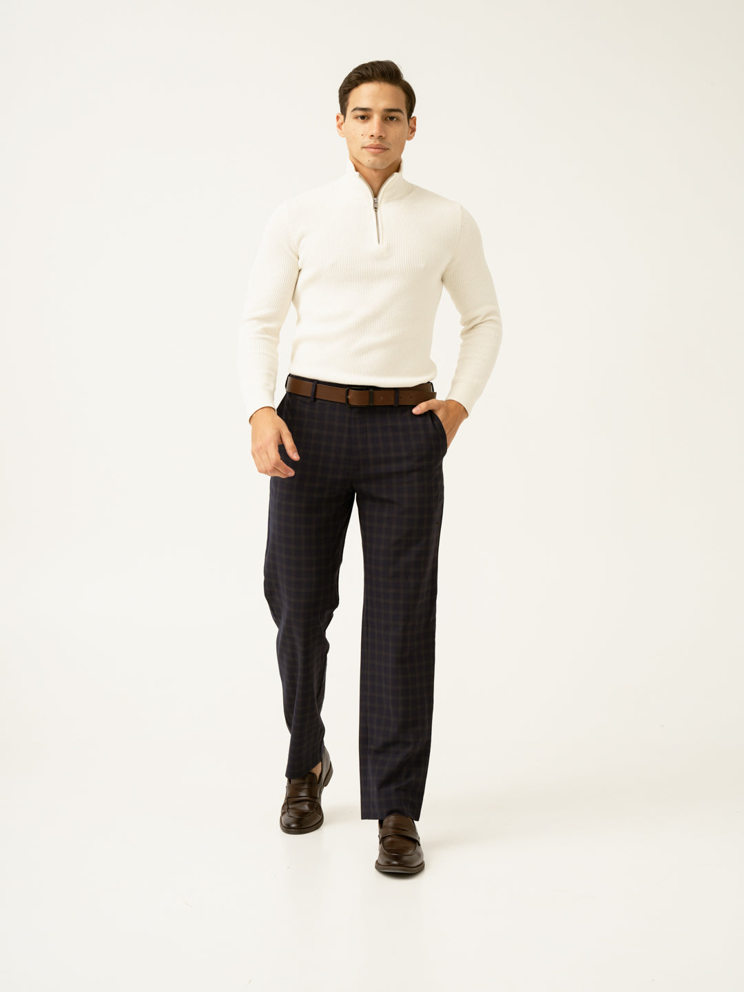 Nightlife Navy Checks Merino Wool Pants