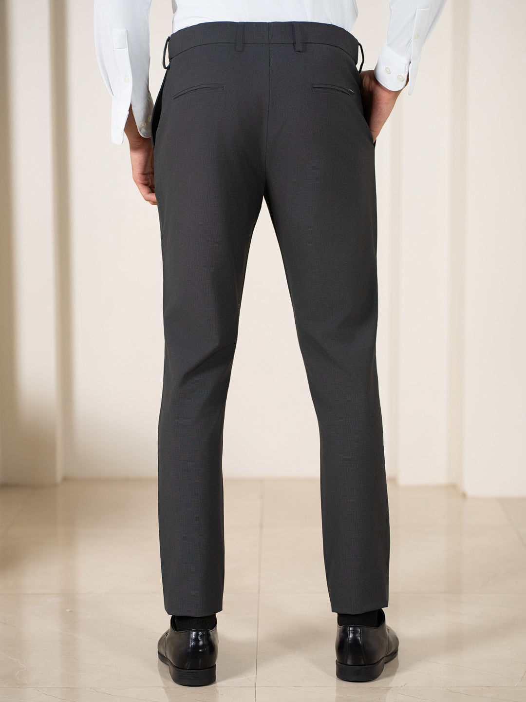 Shepherd Grey Houndstooth Slim Fit Stretch Formal Pants