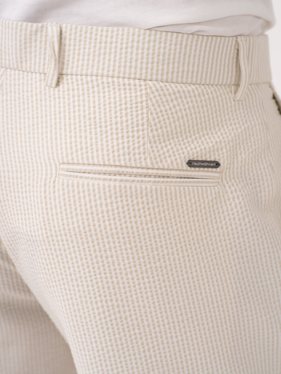 Milo Beige Stripes Seersucker Pants