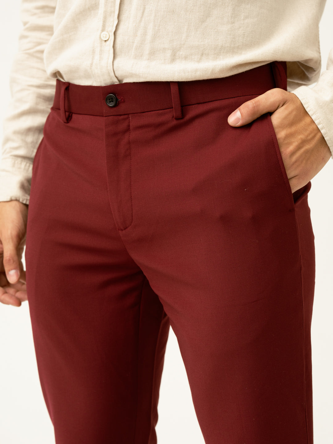 Rome Red Luxury Merino Wool Pants
