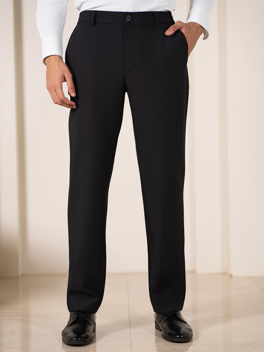 Sharp Black 247 Relaxed Fit Smart Formal Trousers