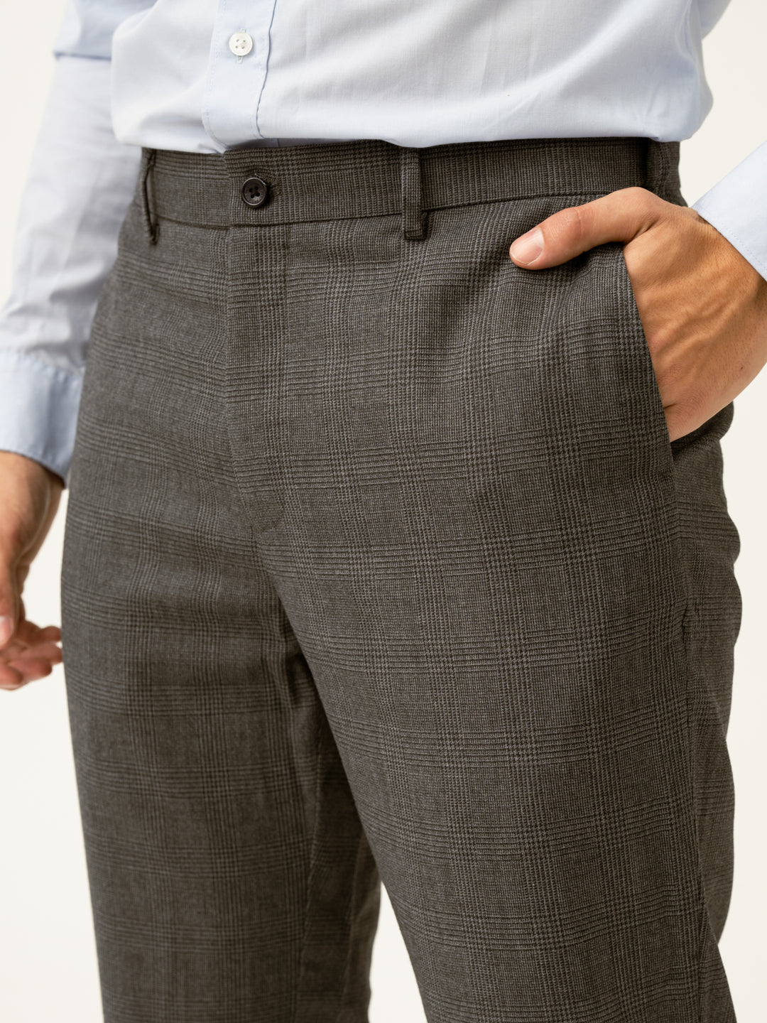 Nostalgia Grey Checks Merino Wool Pants