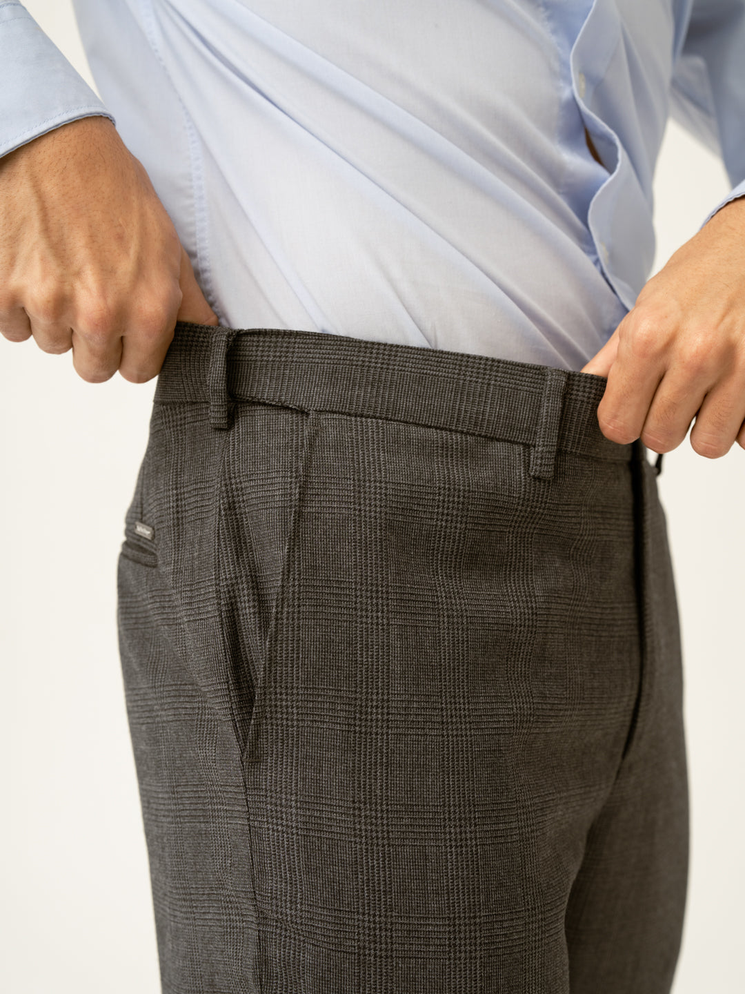 Nostalgia Grey Checks Merino Wool Pants