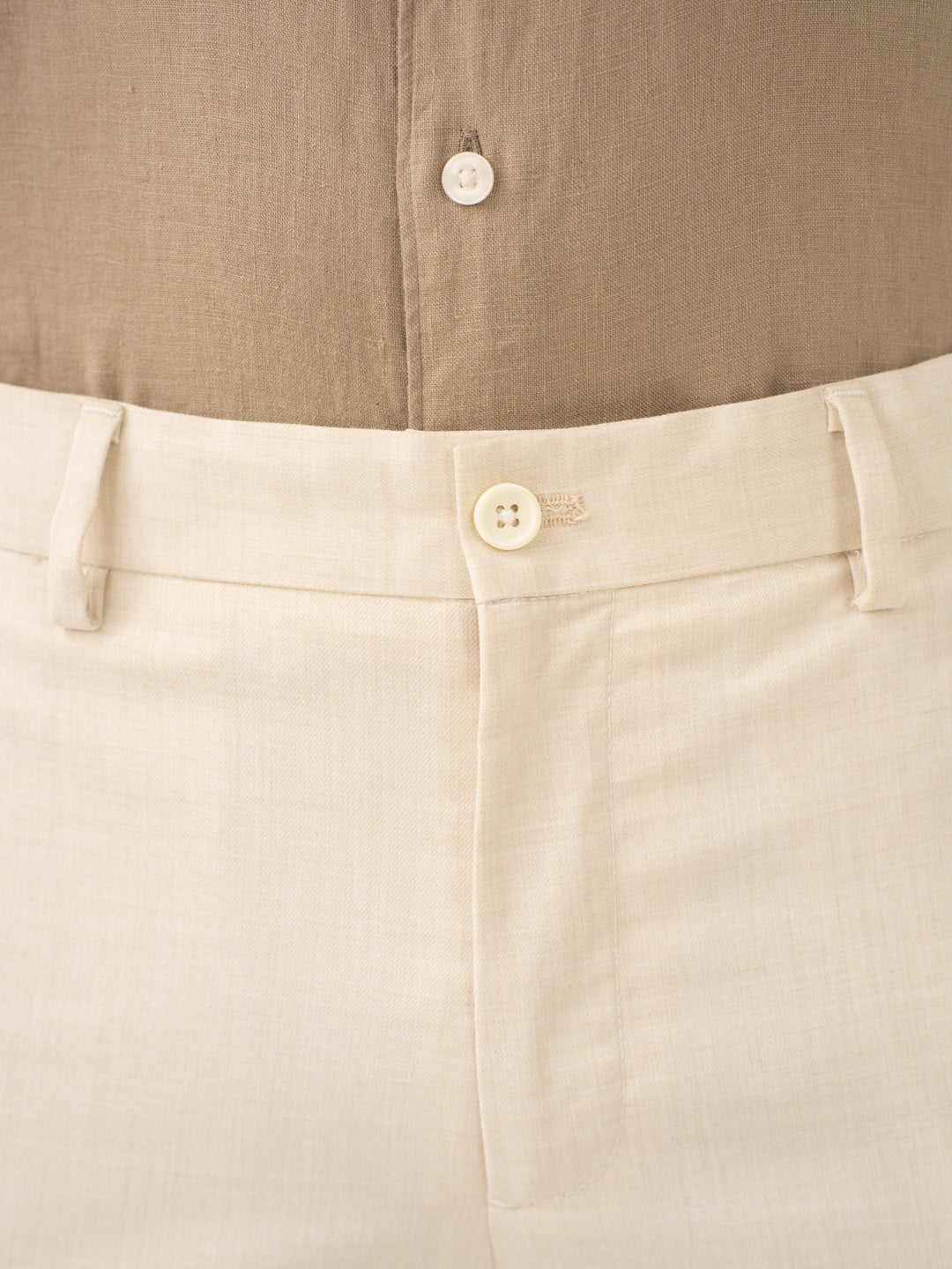 Buff Beige Melange Stretch Formal Pants