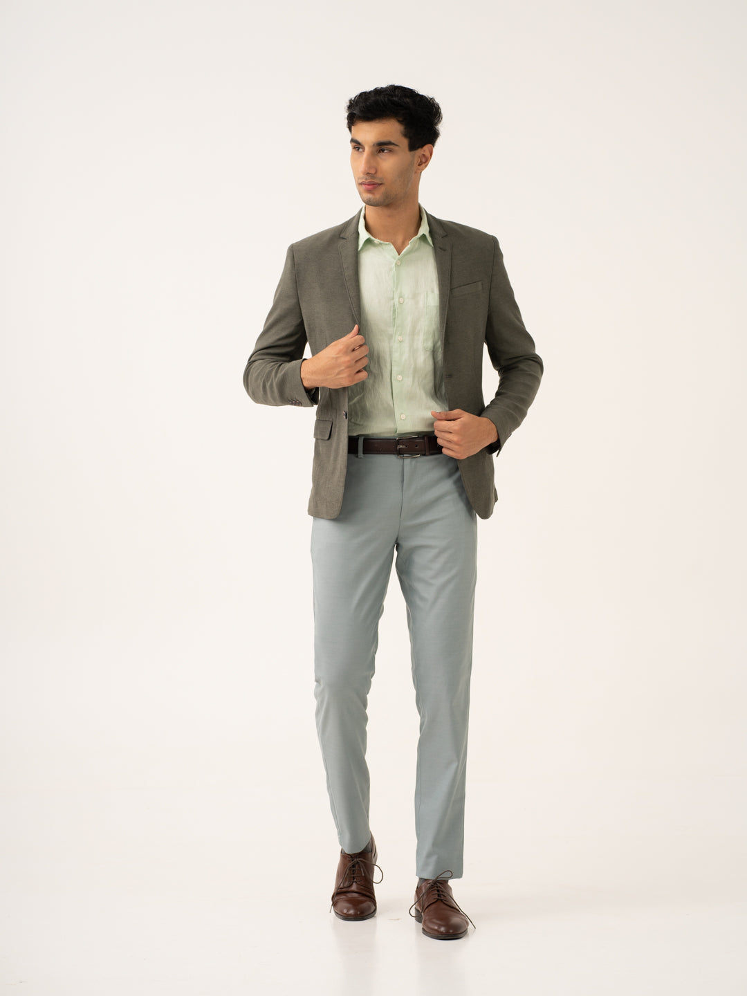 Glazed Teal Twill Stretch Formal Pants