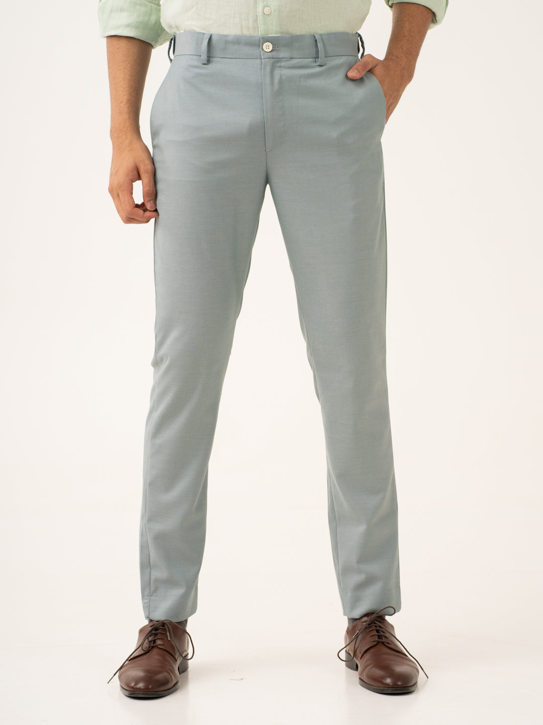 Glazed Teal Twill Stretch Formal Pants