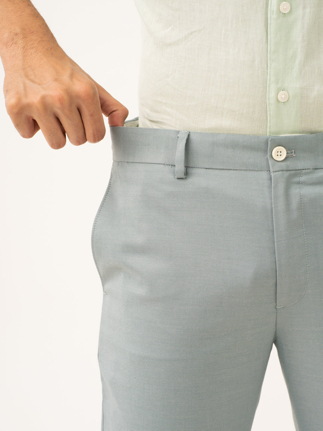 Glazed Teal Twill Stretch Formal Pants