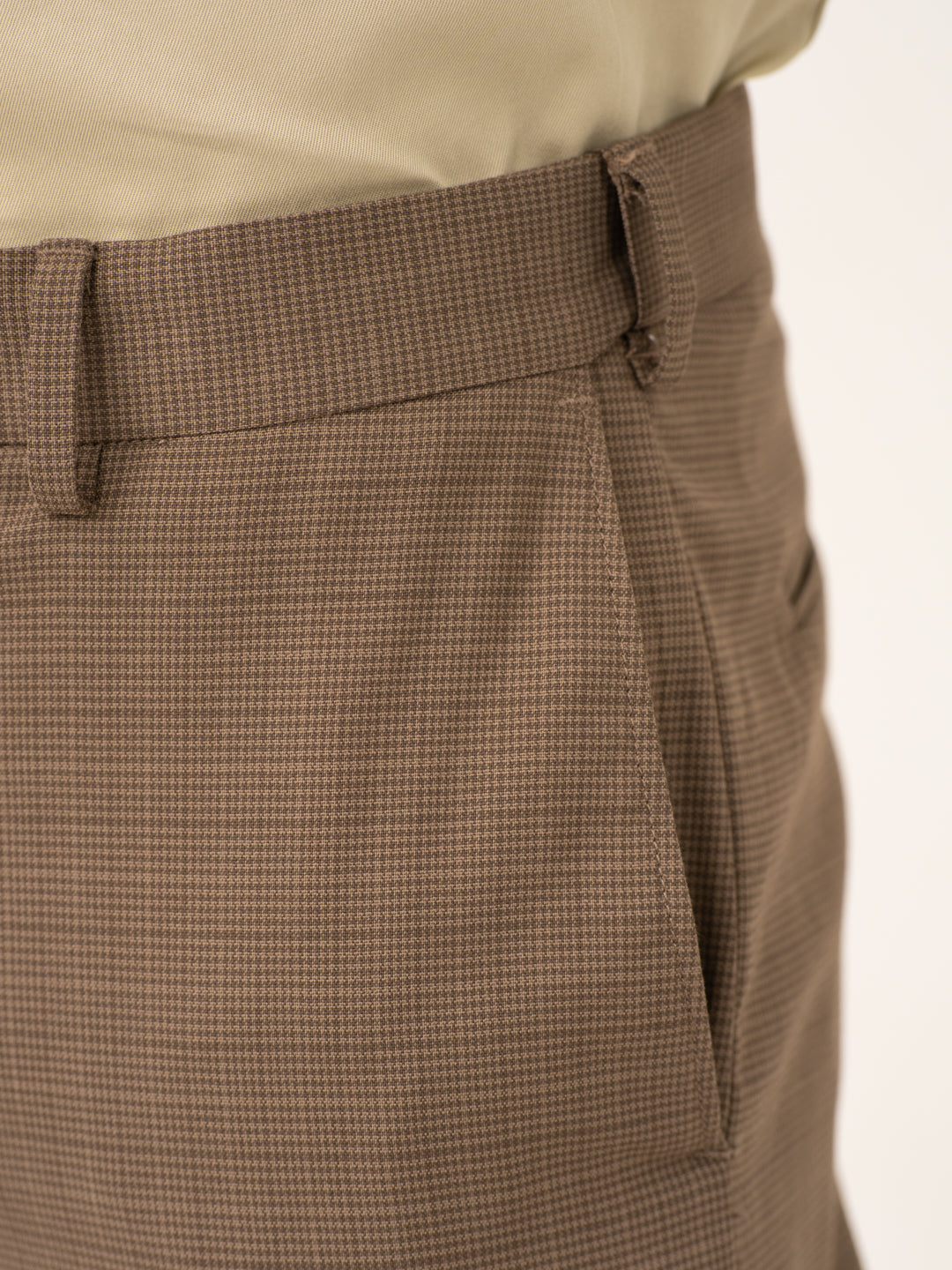 Tavian Khaki Houndstooth Stretch Formal Pants