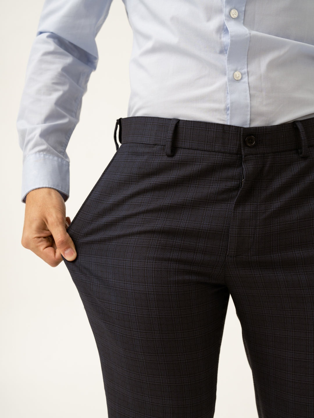 Nocturnal Navy Checks Formal Pants