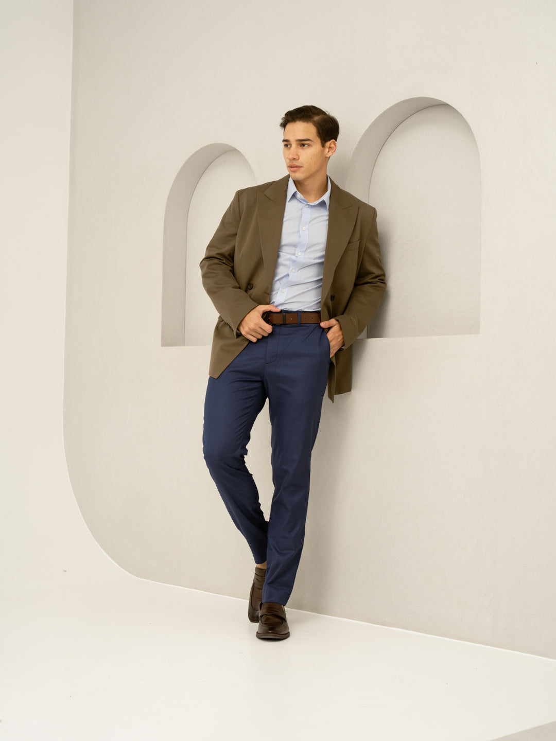 Billy Blue Textured Formal Pants