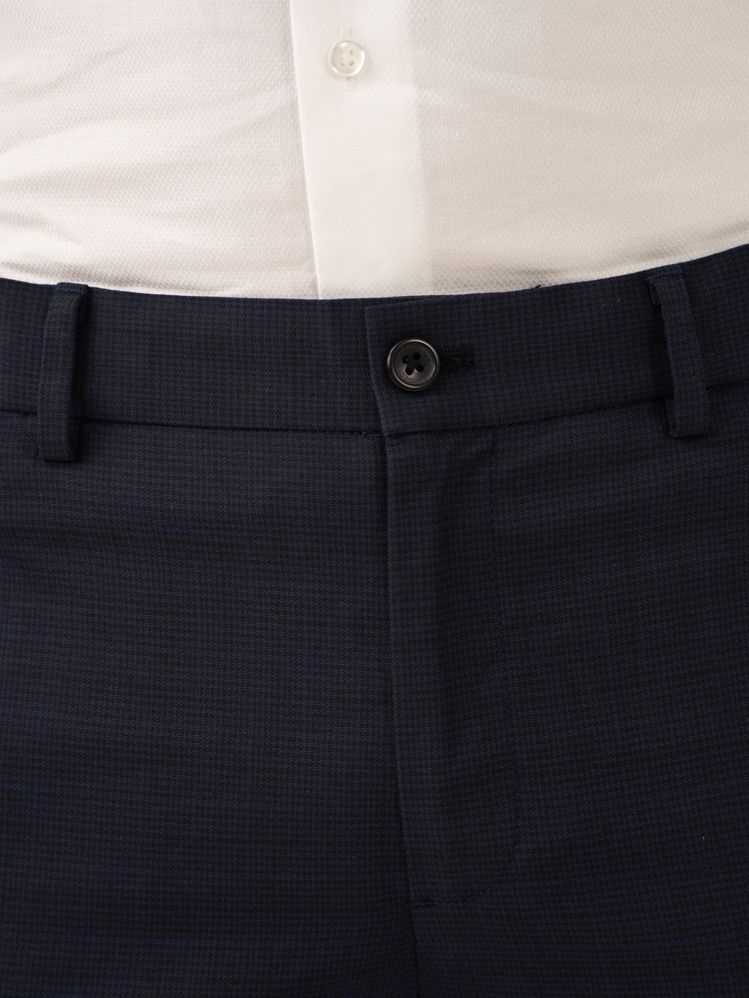 Cassian Navy Houndstooth Stretch Formal Pants
