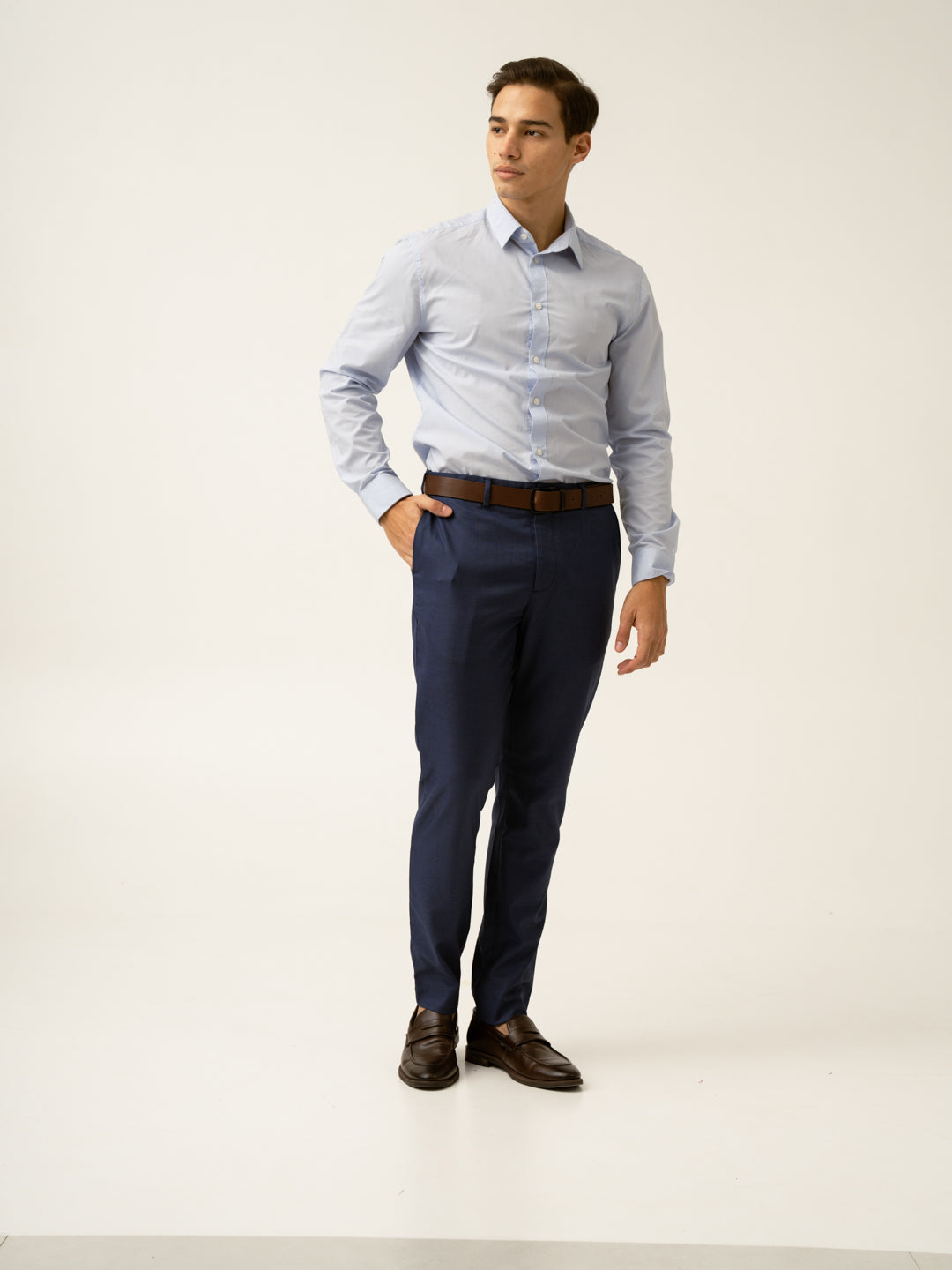 Billy Blue Textured Formal Pants