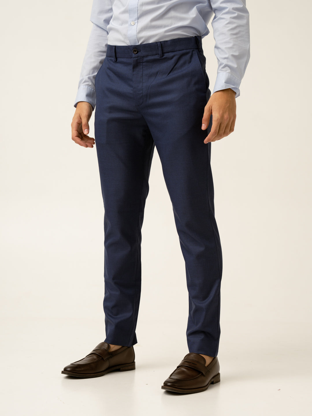 Billy Blue Textured Formal Pants