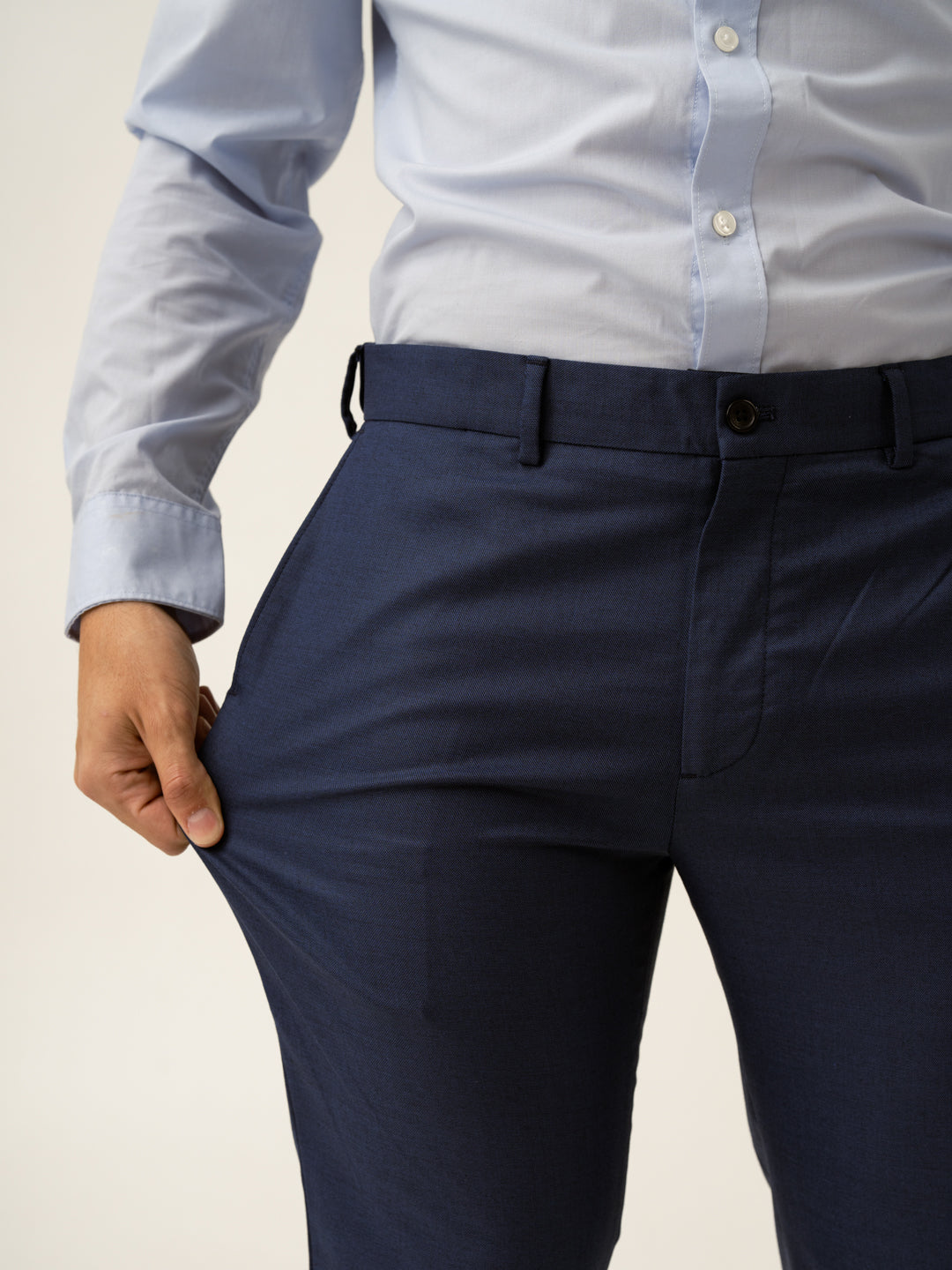 Billy Blue Textured Formal Pants