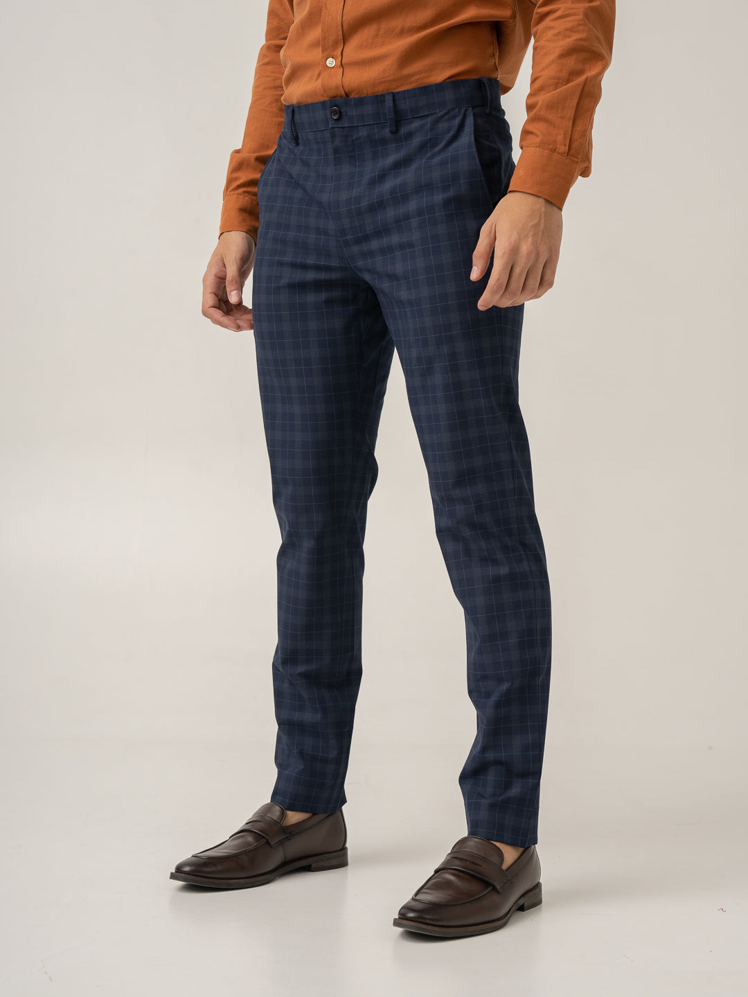 Starling Navy Checks Formal Pants