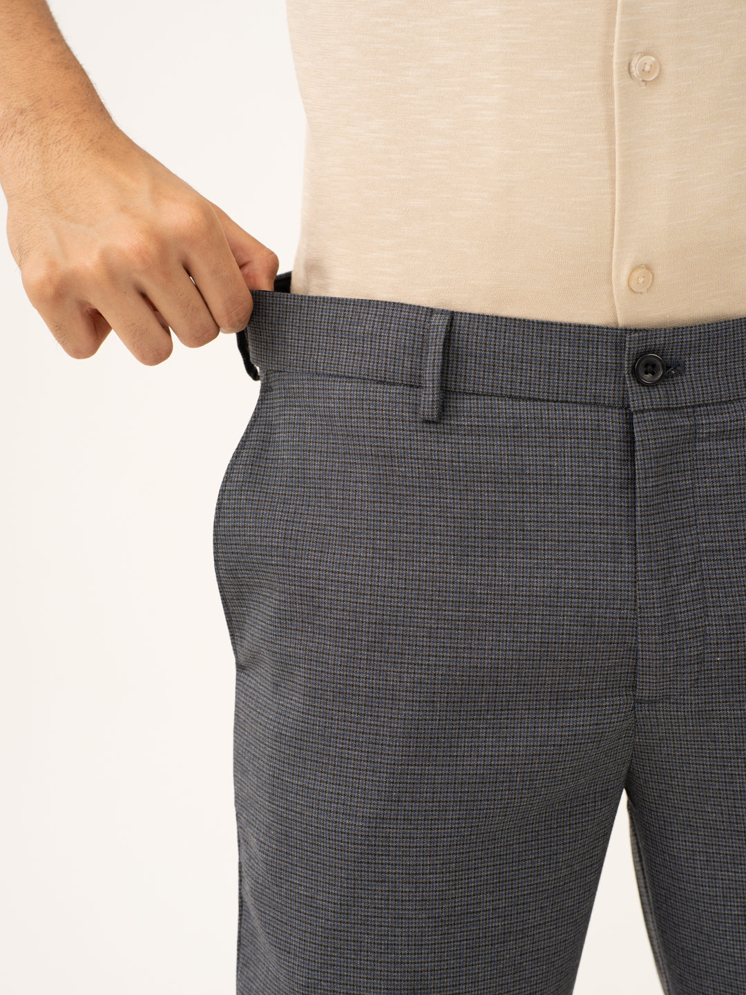 Titan Grey Houndstooth Stretch Formal Pants