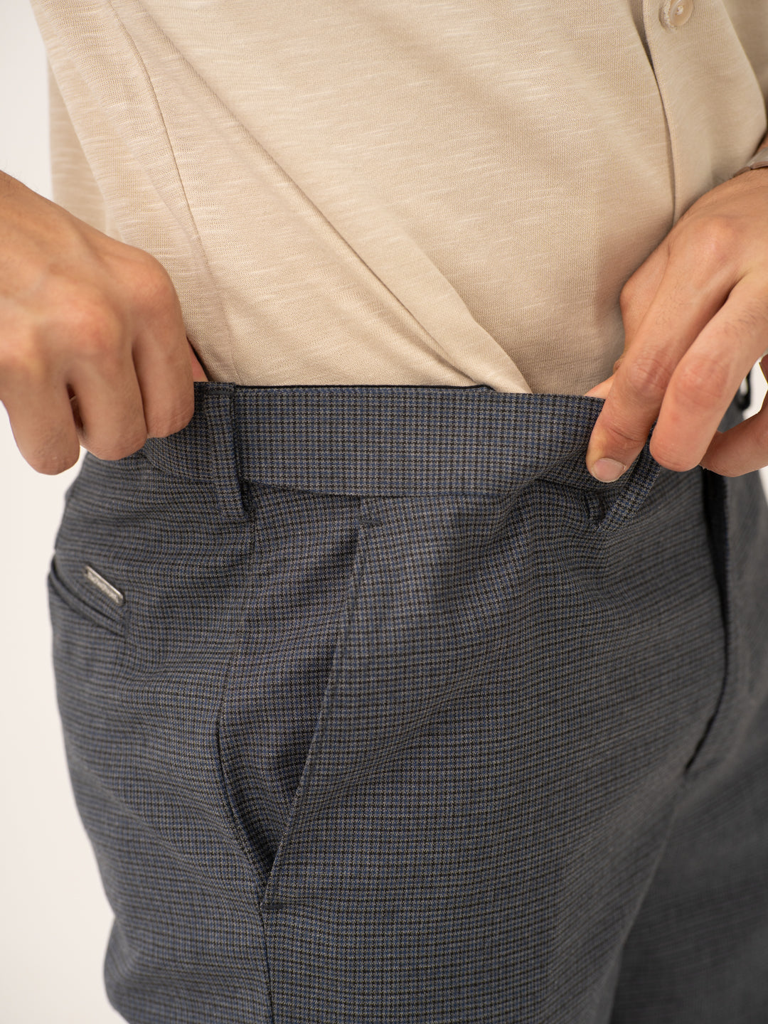 Titan Grey Houndstooth Stretch Formal Pants