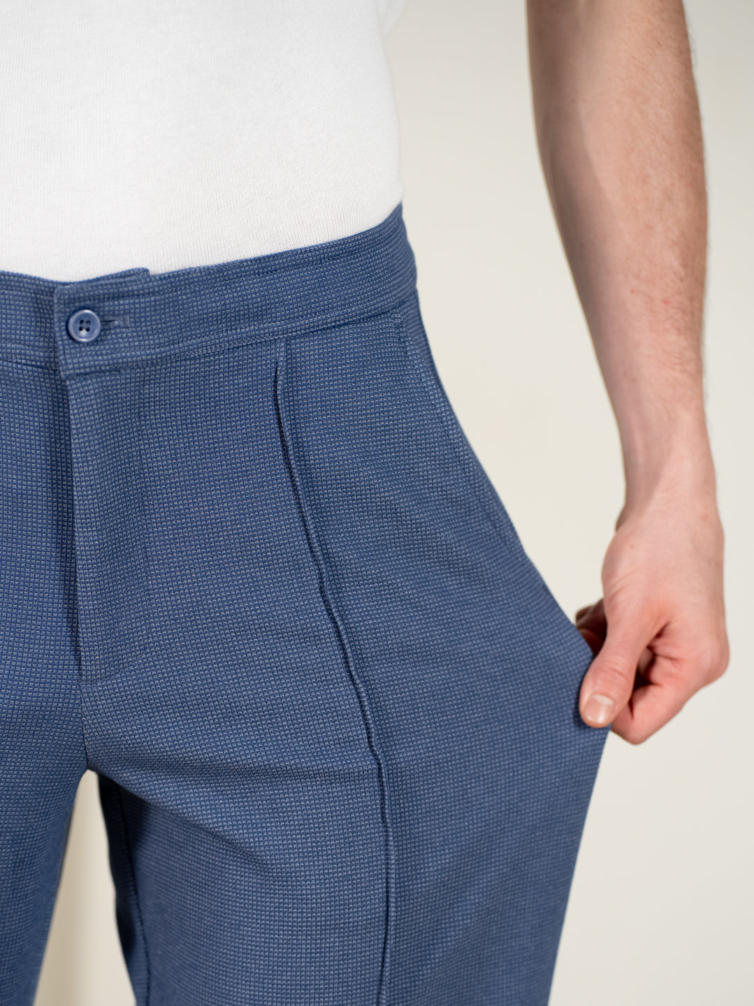 Kai Blue Relaxed Fit Power Stretch Korean Pintuck Pants