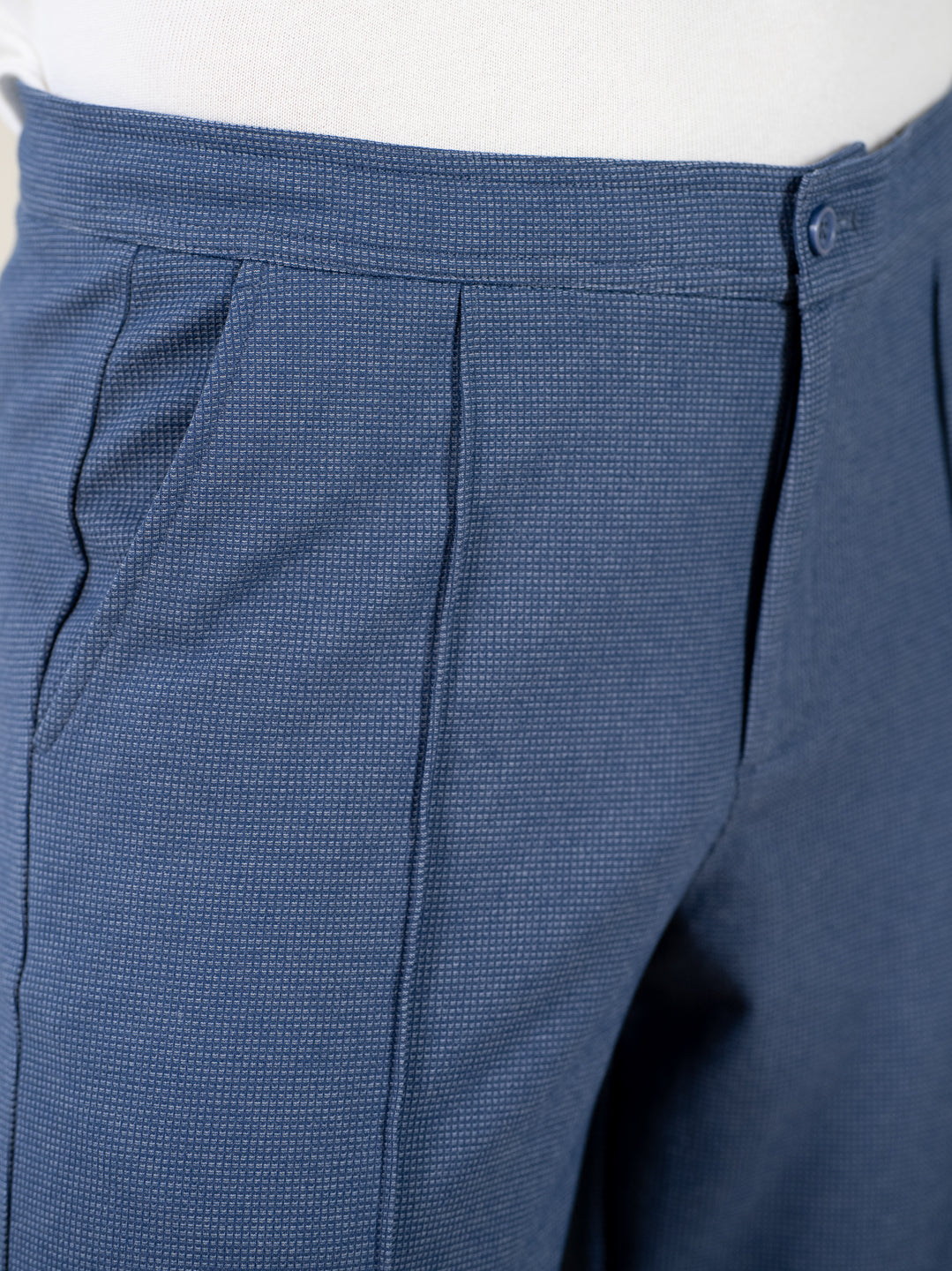 Kai Blue Relaxed Fit Power Stretch Korean Pintuck Pants
