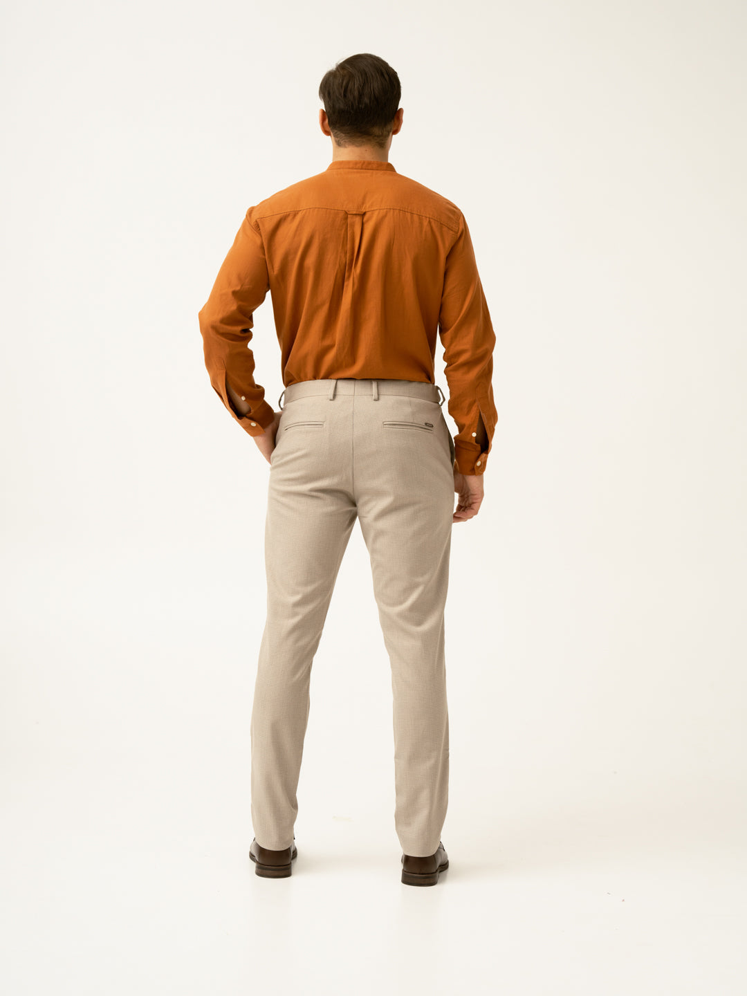 Cork Beige Textured Formal Pants