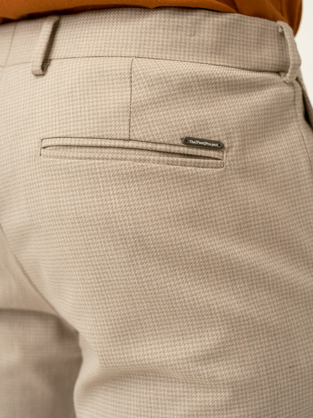 Cork Beige Textured Formal Pants