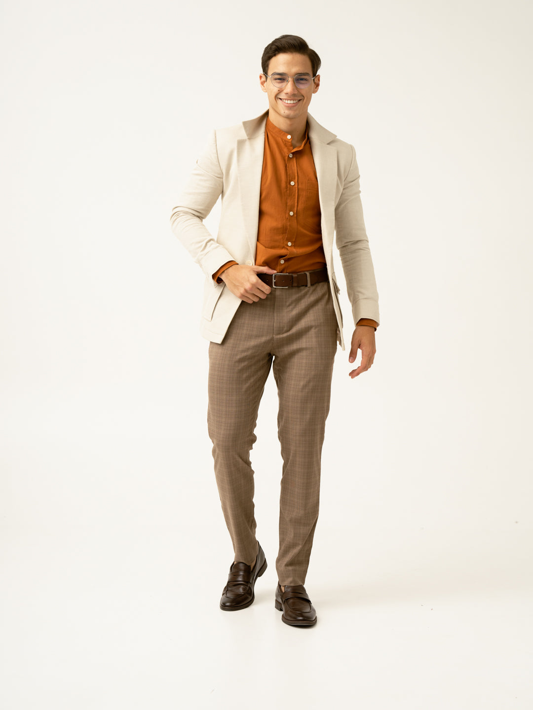 Maple Brown Checks Formal Pants
