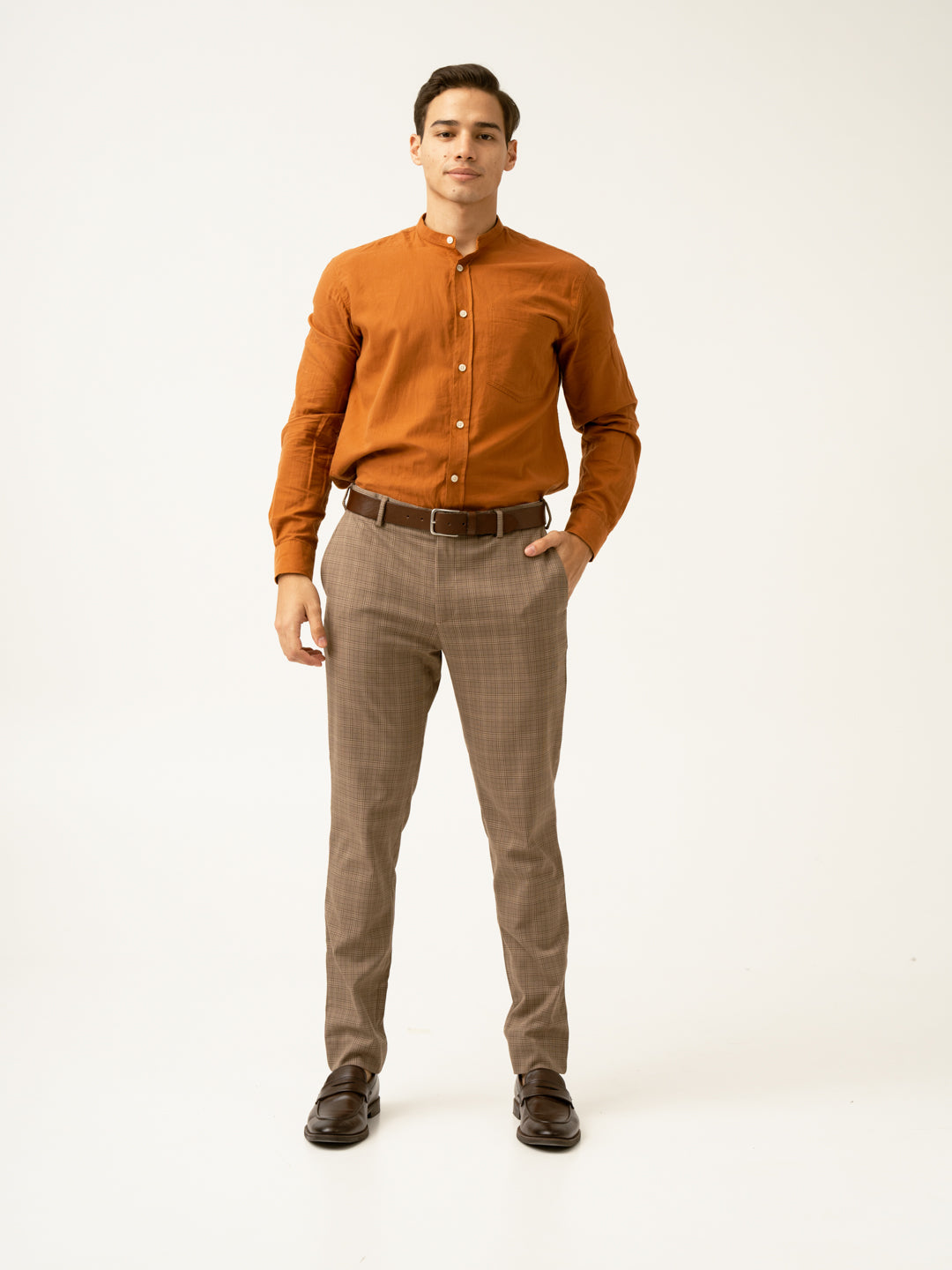 Maple Brown Checks Formal Pants