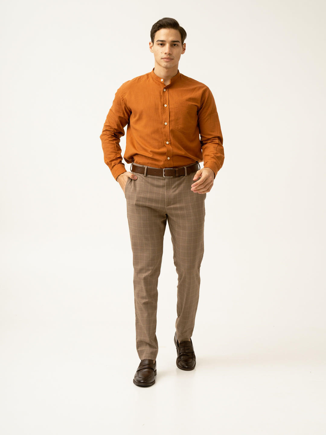 Maple Brown Checks Formal Pants