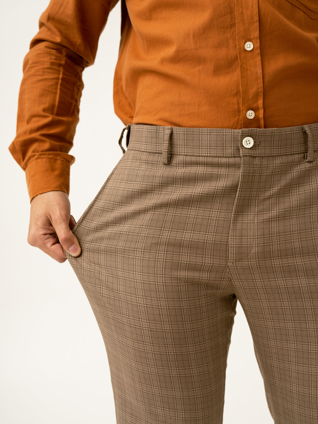 Maple Brown Checks Formal Pants