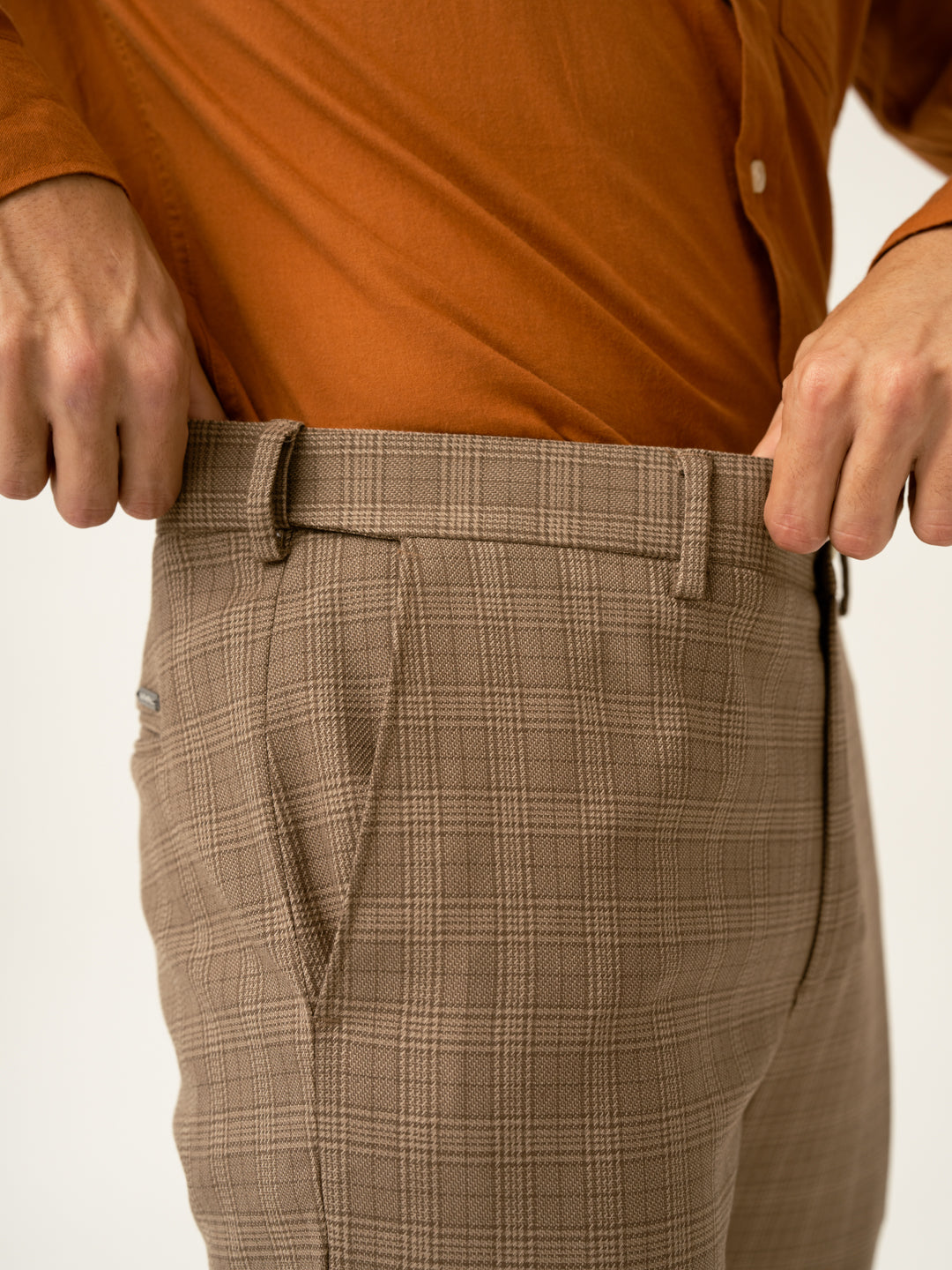 Maple Brown Checks Formal Pants