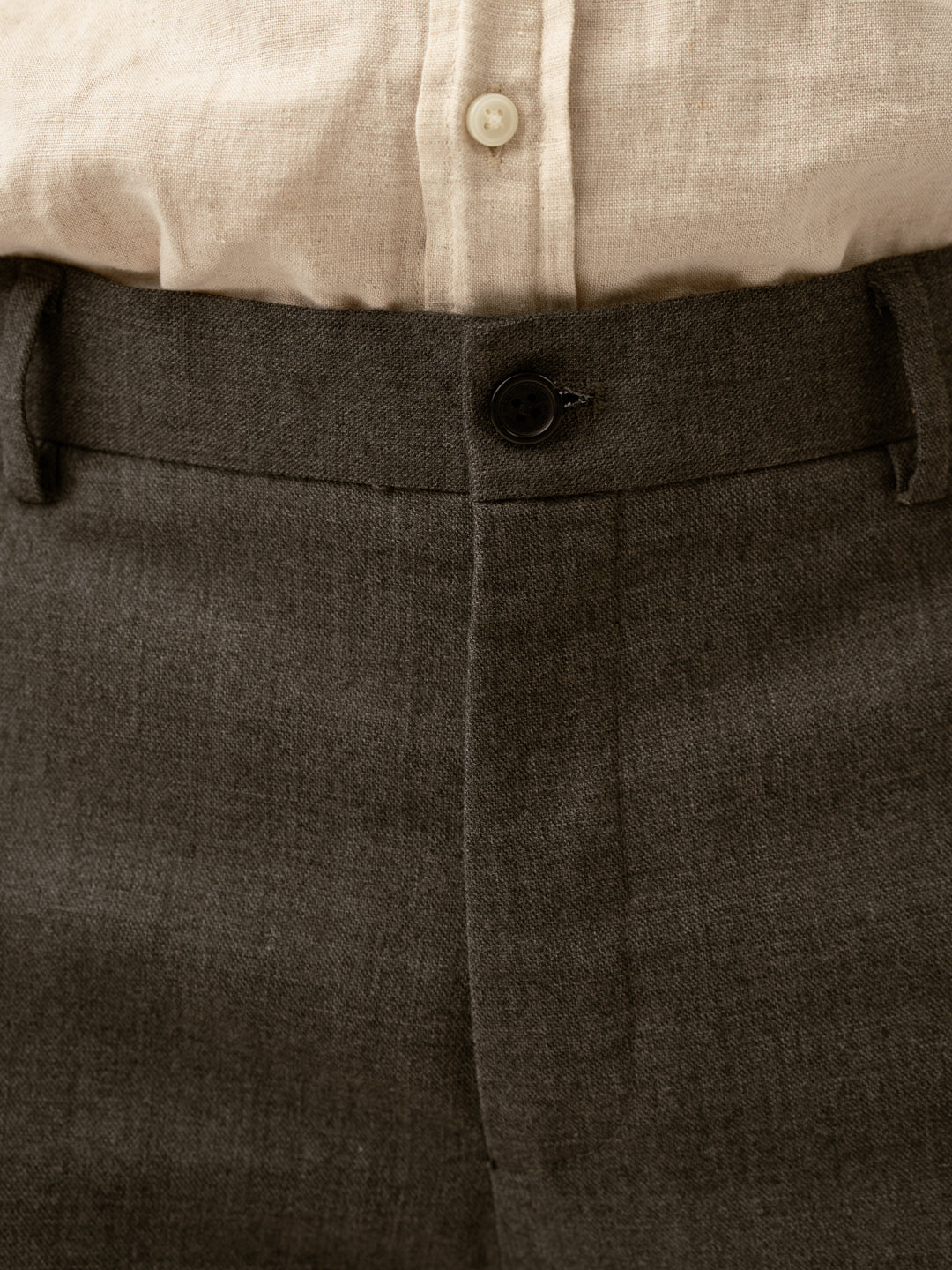 Mature Brown Grey Textured Formal Pants