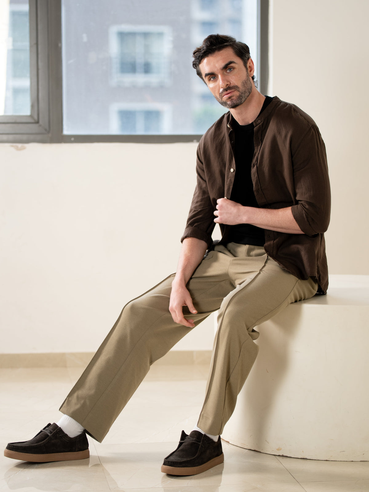 Hawk Khaki Relaxed Fit Power Stretch Korean Pintuck Pants