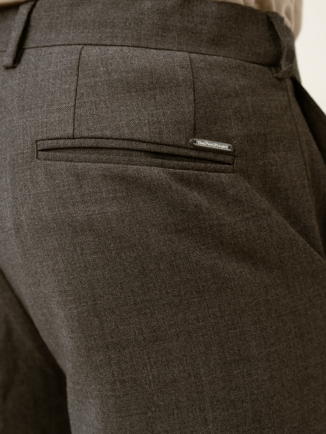 Mature Brown Grey Textured Formal Pants