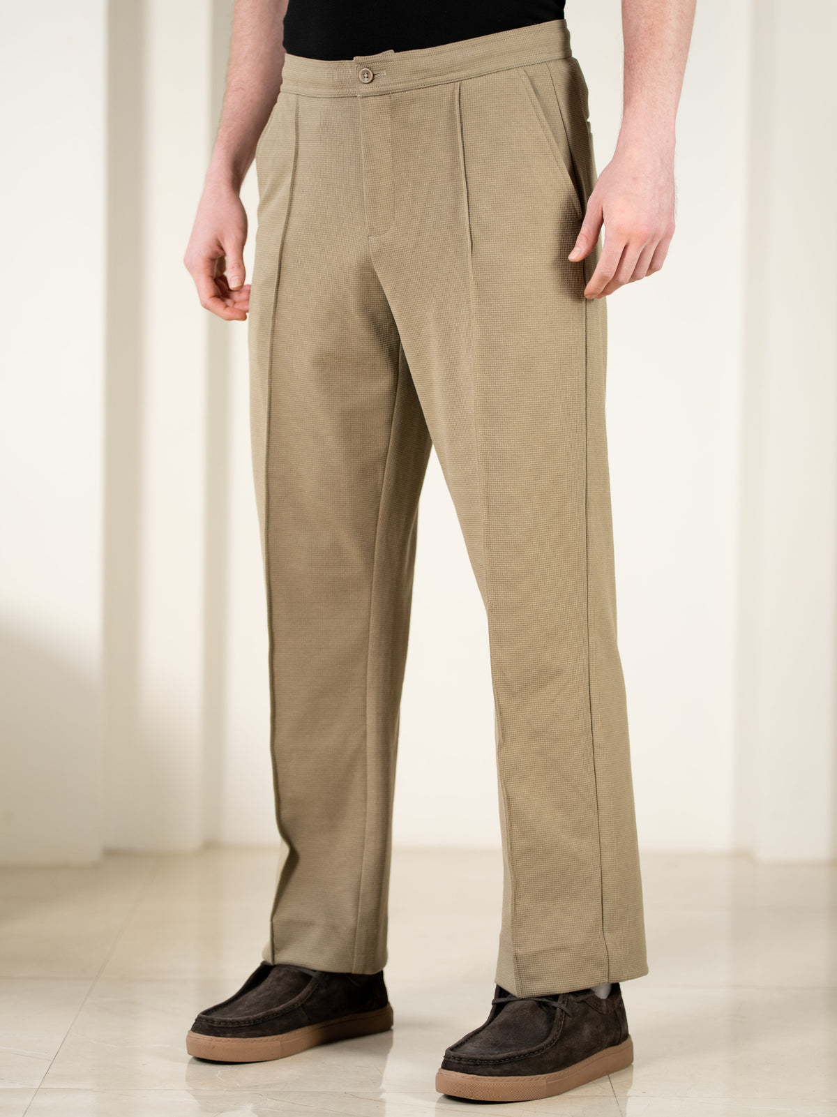 Hawk Khaki Relaxed Fit Power Stretch Korean Pintuck Pants