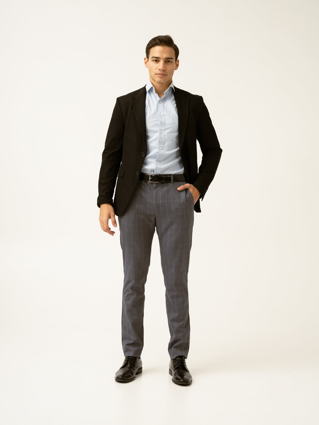 Whisper Grey Checks Formal Pants
