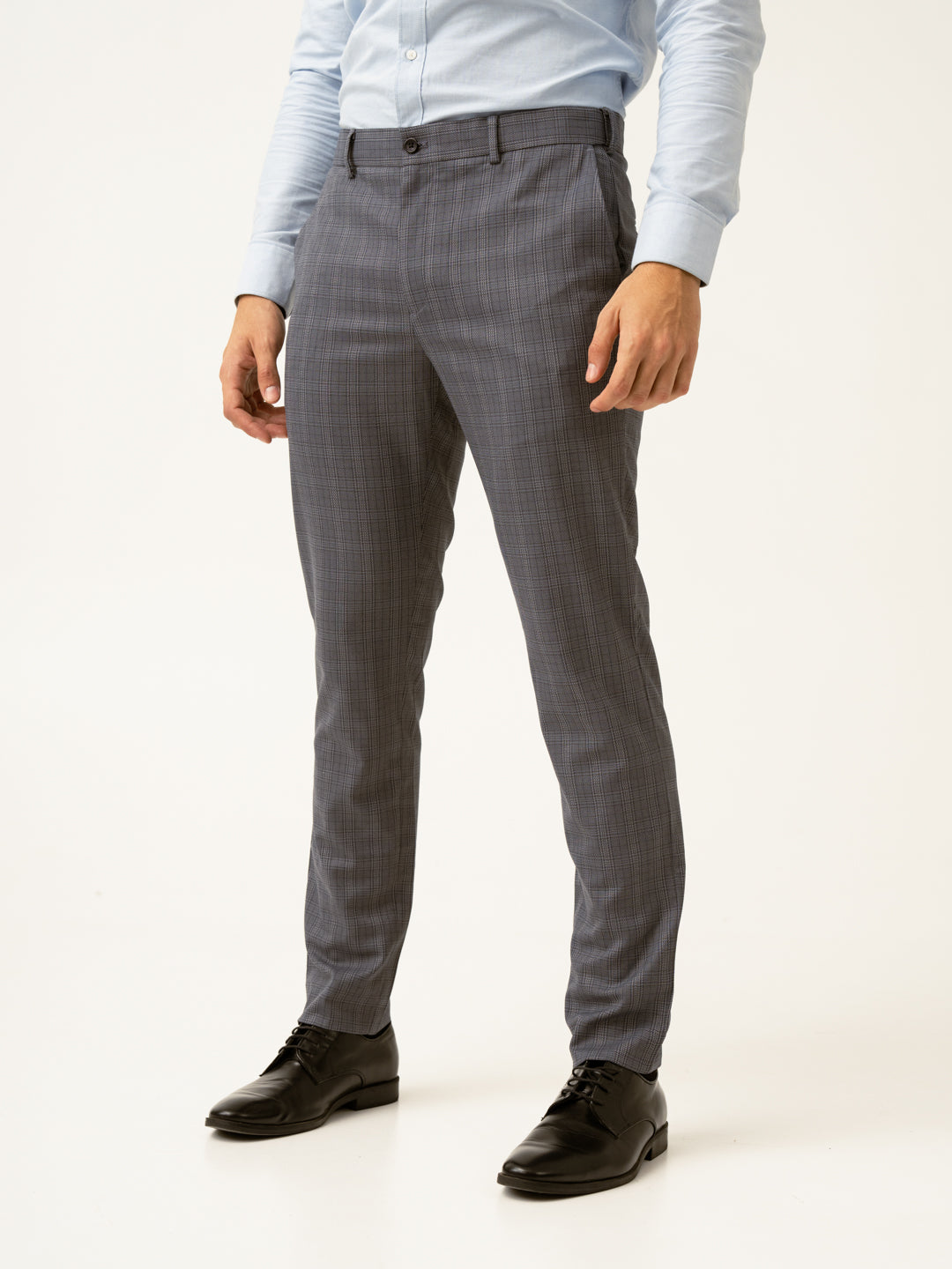 Whisper Grey Checks Formal Pants
