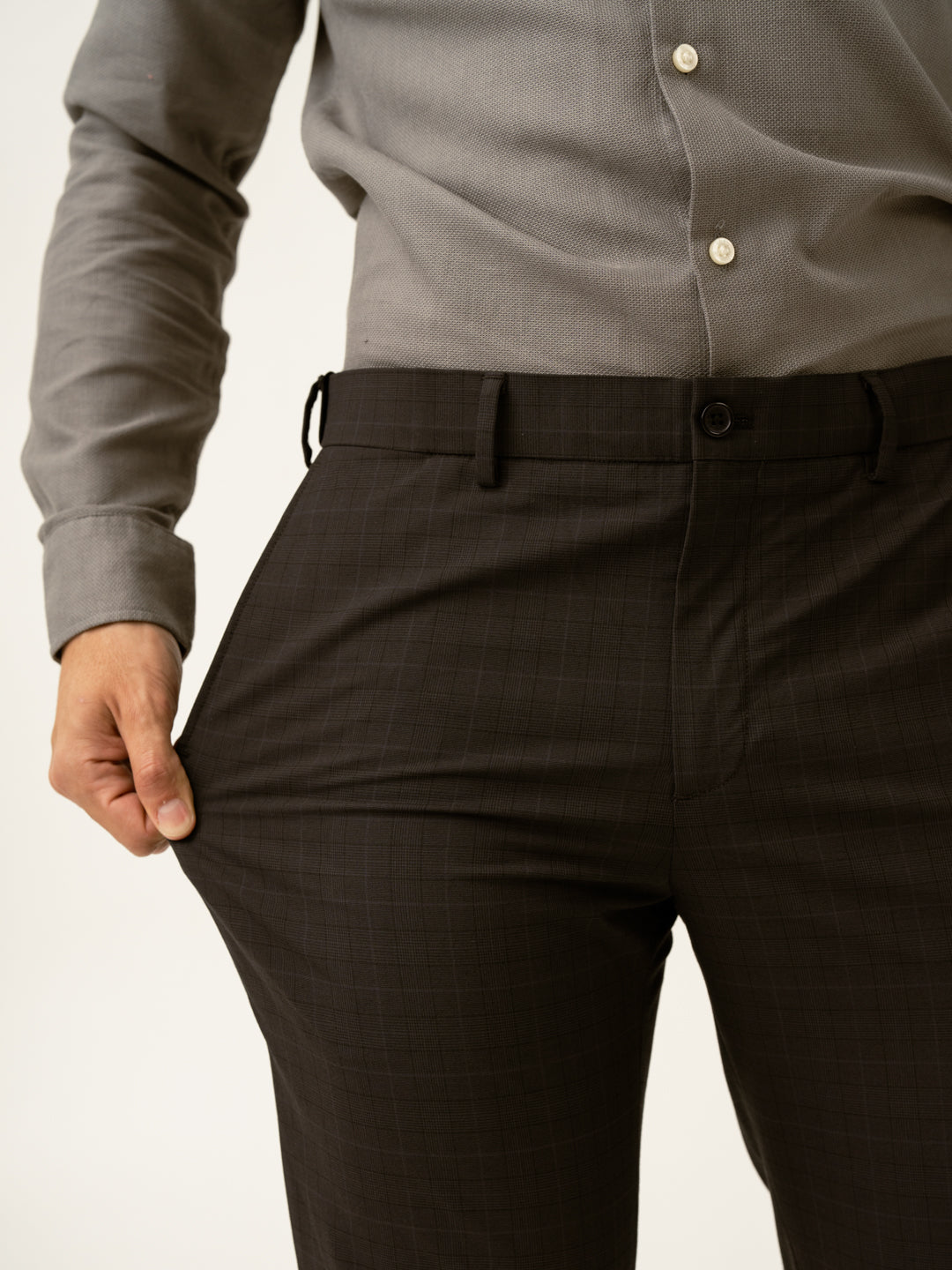Submarine Black Checks Formal Pants