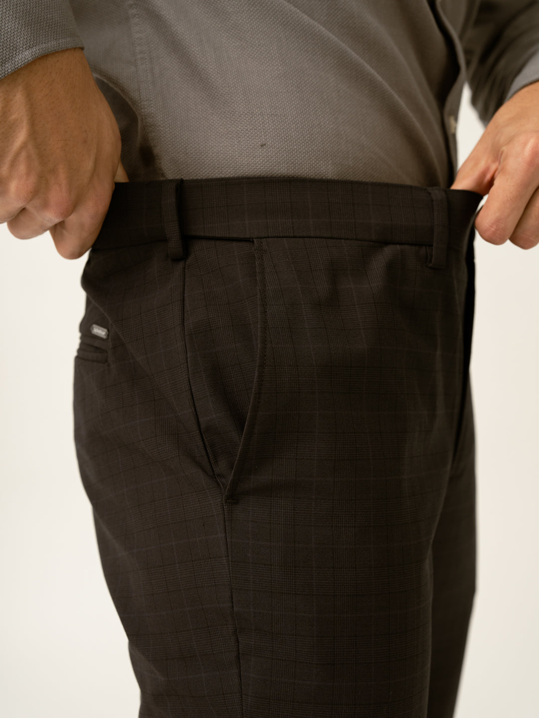 Submarine Black Checks Formal Pants