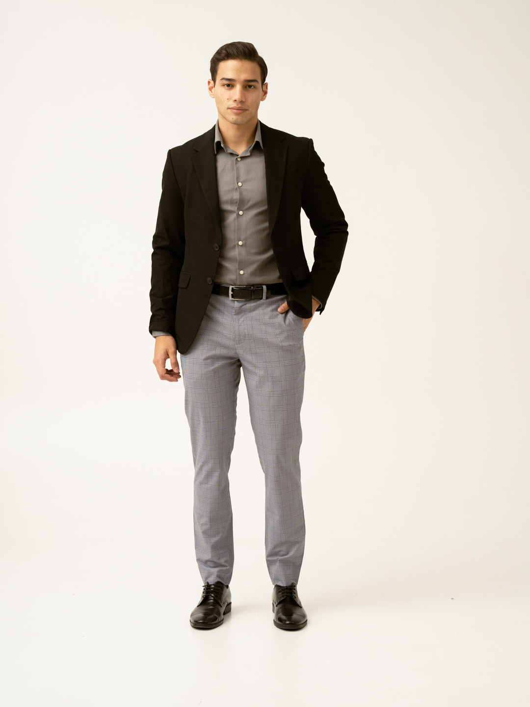 Blue Black Houndstooth Checks Formal Pants