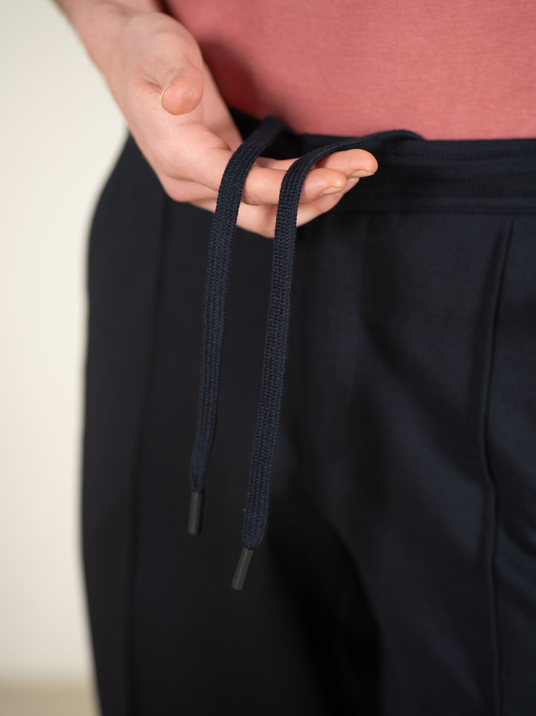 Brooke Navy Relaxed Fit Power Stretch Korean Pintuck Pants