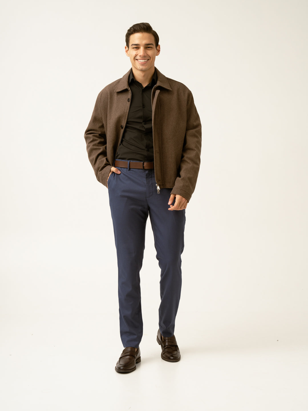 Osaka Navy Textured Formal Pants