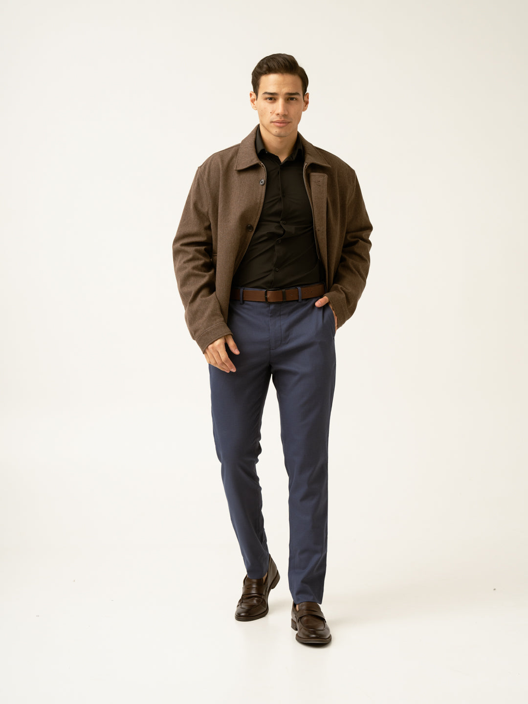 Osaka Navy Textured Formal Pants