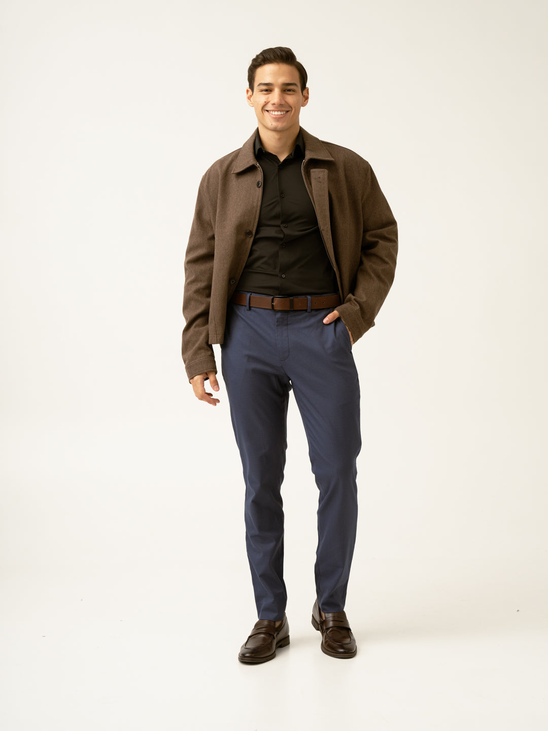 Osaka Navy Textured Formal Pants