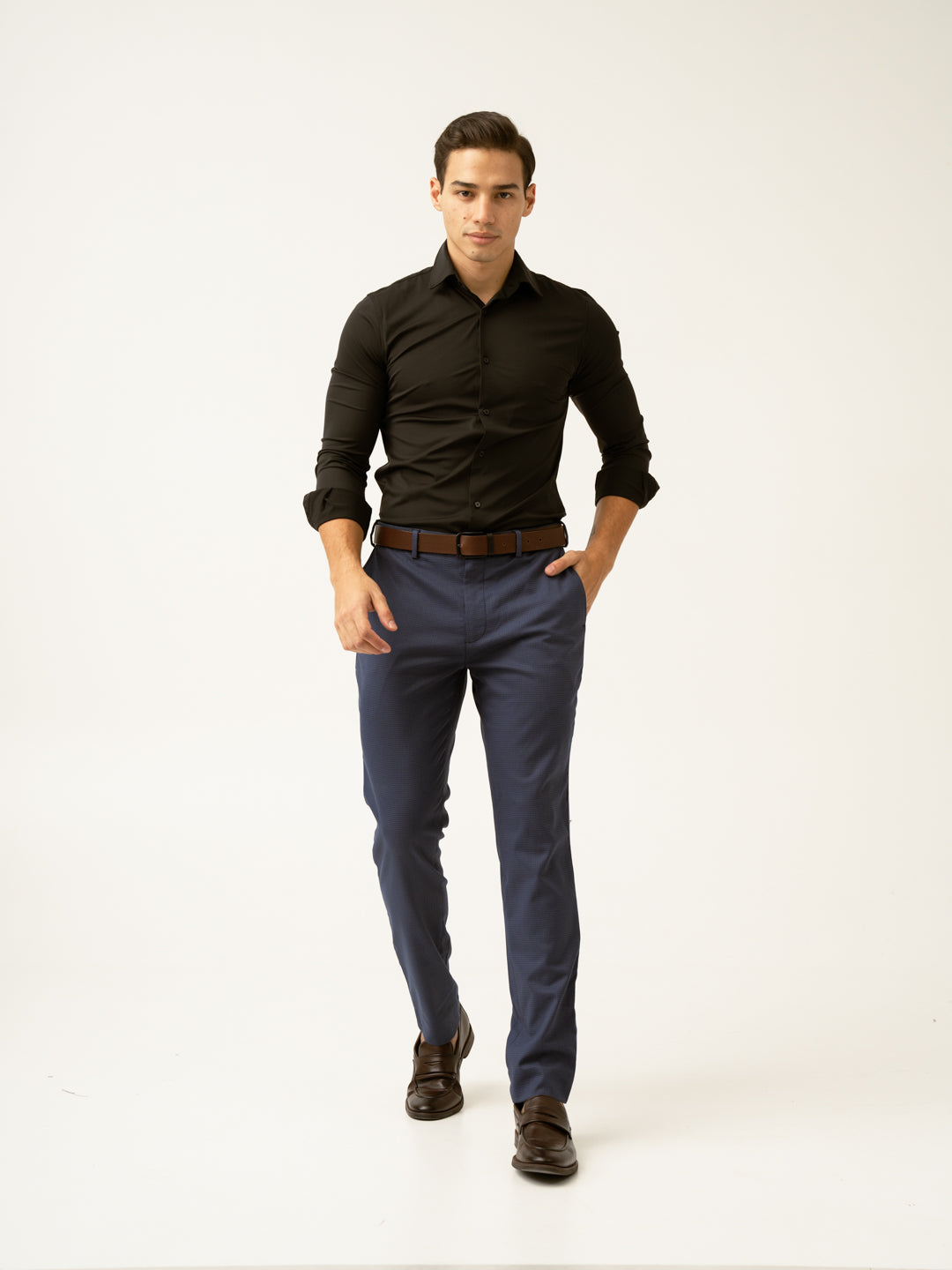 Osaka Navy Textured Formal Pants