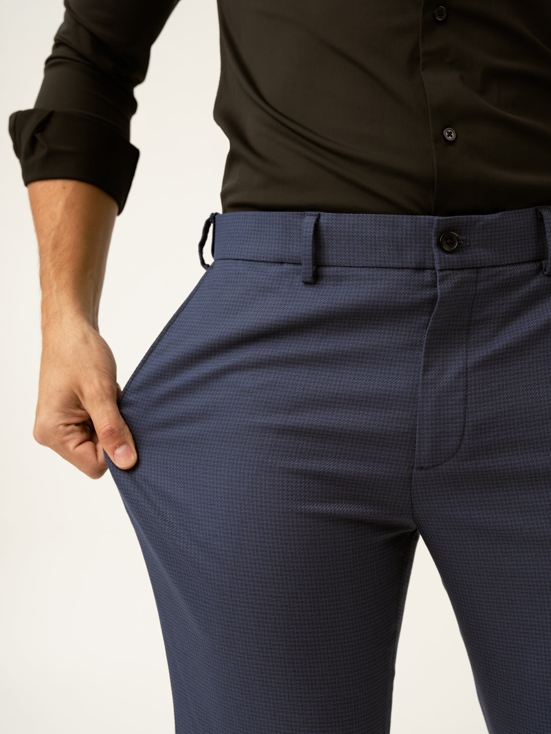 Osaka Navy Textured Formal Pants