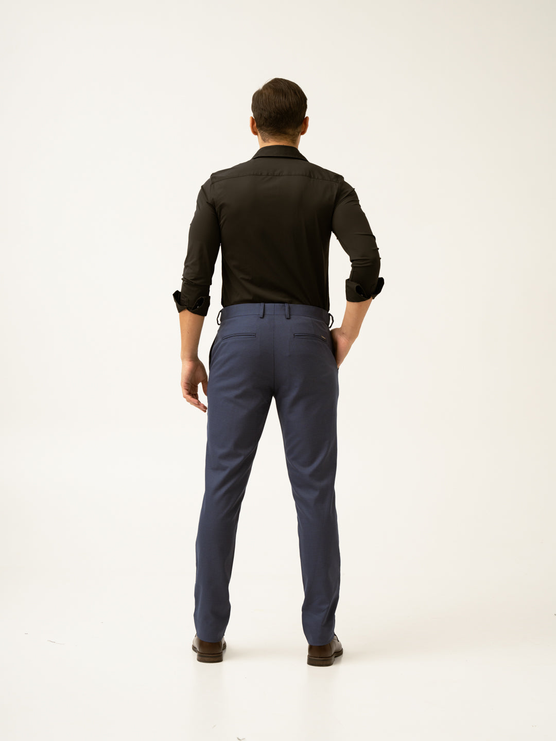 Osaka Navy Textured Formal Pants