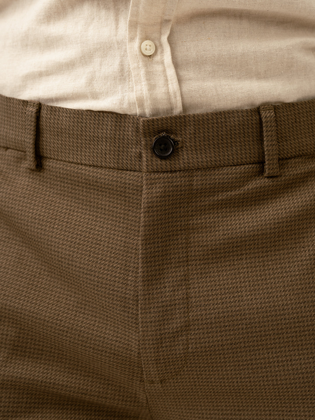 Acon Brown Textured Formal Pants