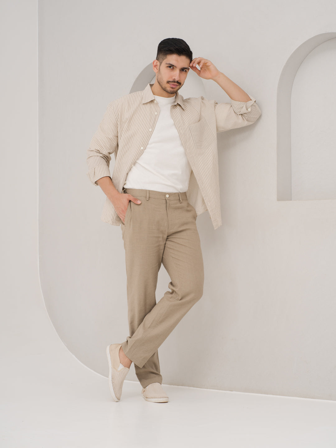 Hushfield Khaki Linen Sorona Pants